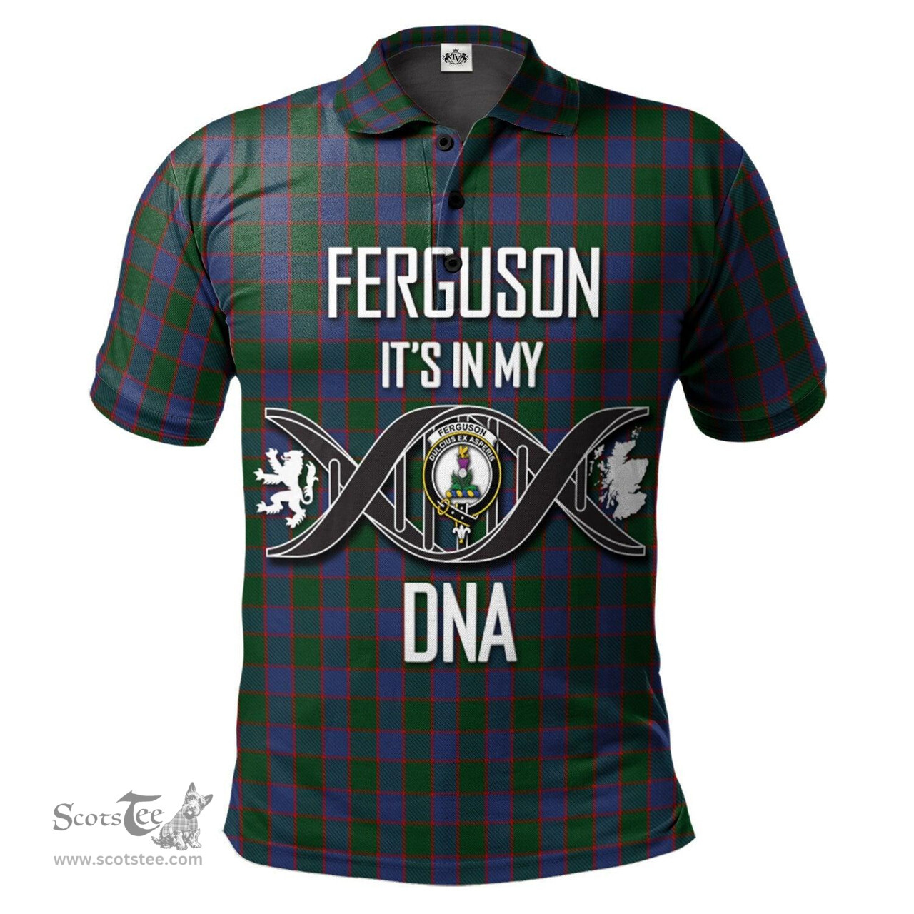 Scottish Ferguson Old Clan It's In My DNA - DNA In Me Crest Tartan Polo Shirt Scottish Plaid Tartan Plaid - ScotsTee - scotstee.com