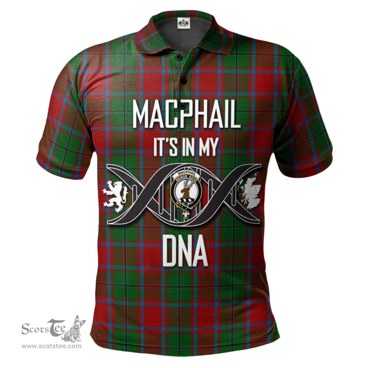 Scottish MacPhail Blue Bands Clan It's In My DNA - DNA In Me Crest Tartan Polo Shirt Scottish Plaid Tartan Plaid - ScotsTee - scotstee.com