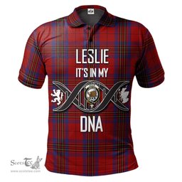 Scottish Leslie Red Clan It's In My DNA - DNA In Me Crest Tartan Polo Shirt Scottish Plaid Tartan Plaid - ScotsTee - scotstee.com