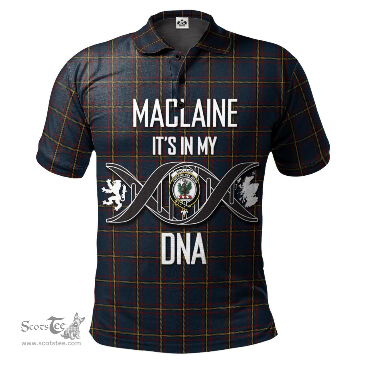 Scottish MacLaine of Lochbuie Hunting Clan It's In My DNA - DNA In Me Crest Tartan Polo Shirt Scottish Plaid Tartan Plaid - ScotsTee - scotstee.com