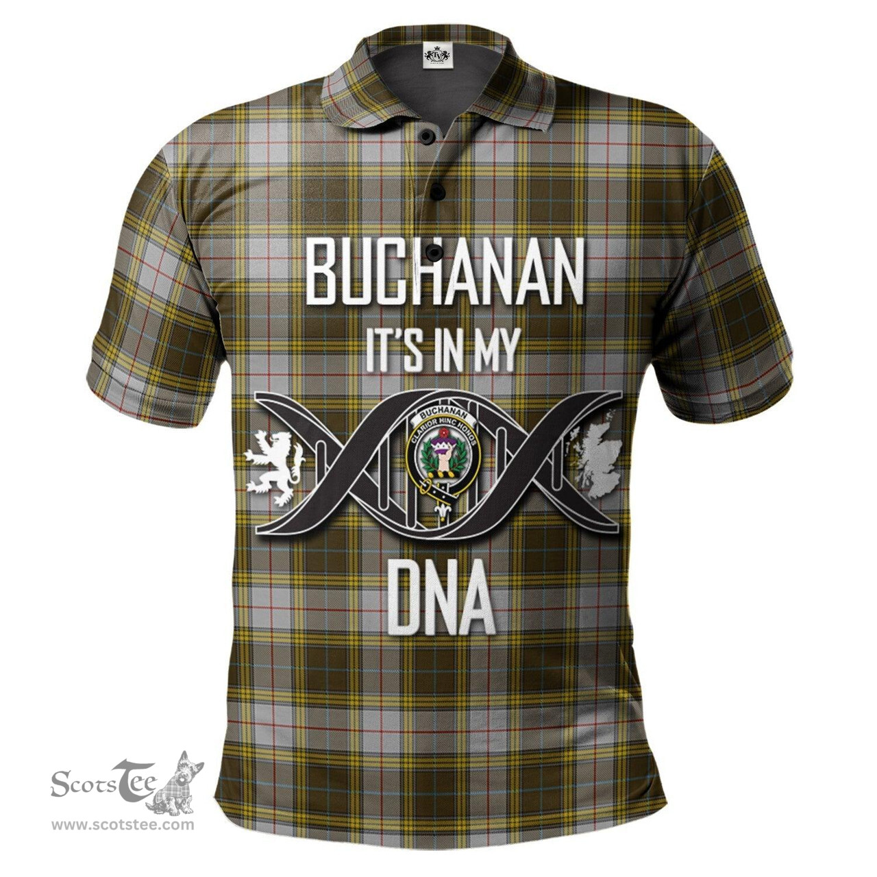 Scottish Buchanan Dress Clan It's In My DNA - DNA In Me Crest Tartan Polo Shirt Scottish Plaid Tartan Plaid - ScotsTee - scotstee.com