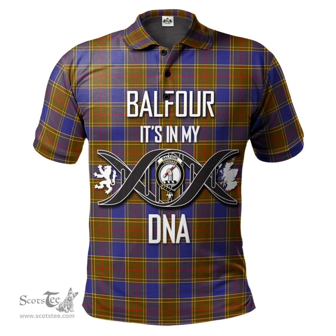 Scottish Balfour Modern Clan It's In My DNA - DNA In Me Crest Tartan Polo Shirt Scottish Plaid Tartan Plaid - ScotsTee - scotstee.com