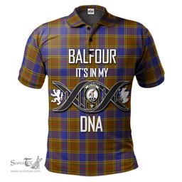 Scottish Balfour Modern Clan It's In My DNA - DNA In Me Crest Tartan Polo Shirt Scottish Plaid Tartan Plaid - ScotsTee - scotstee.com