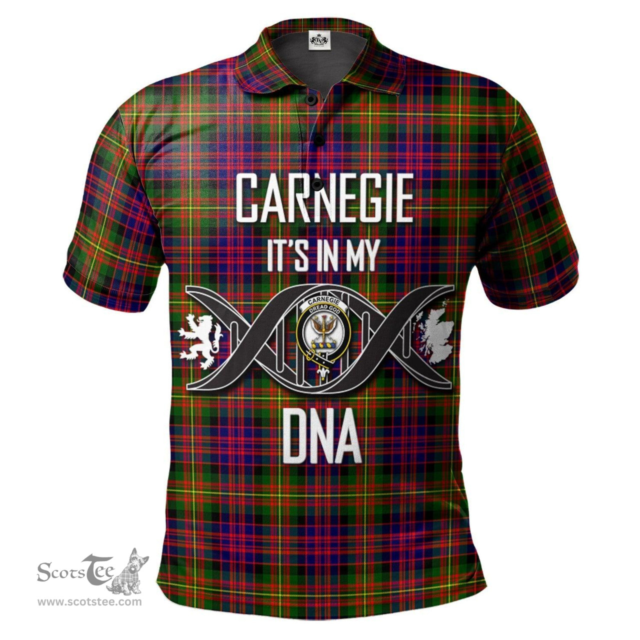 Scottish Carnegie Modern Clan It's In My DNA - DNA In Me Crest Tartan Polo Shirt Scottish Plaid Tartan Plaid - ScotsTee - scotstee.com