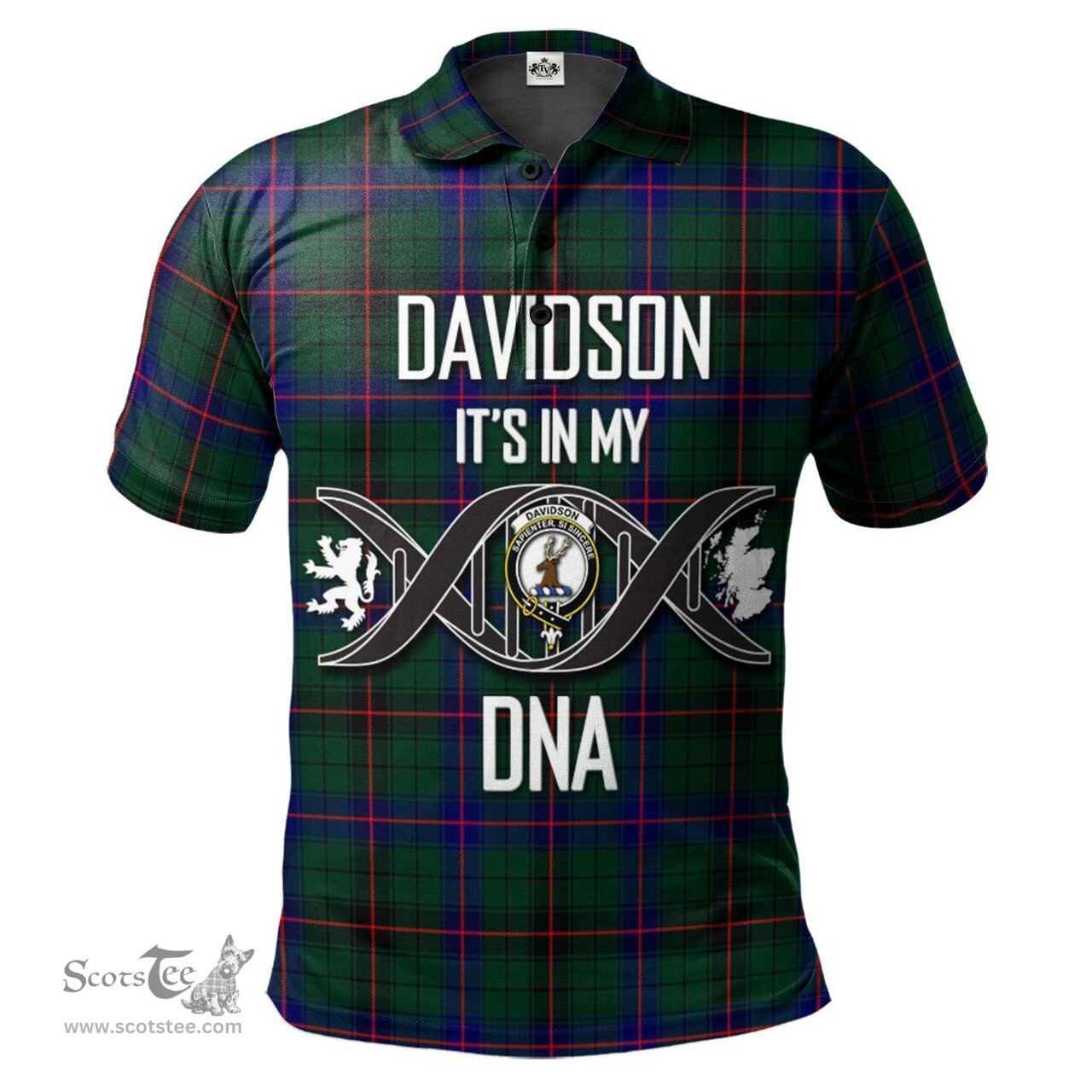 Scottish Davidson Modern Clan It's In My DNA - DNA In Me Crest Tartan Polo Shirt Scottish Plaid Tartan Plaid - ScotsTee - scotstee.com