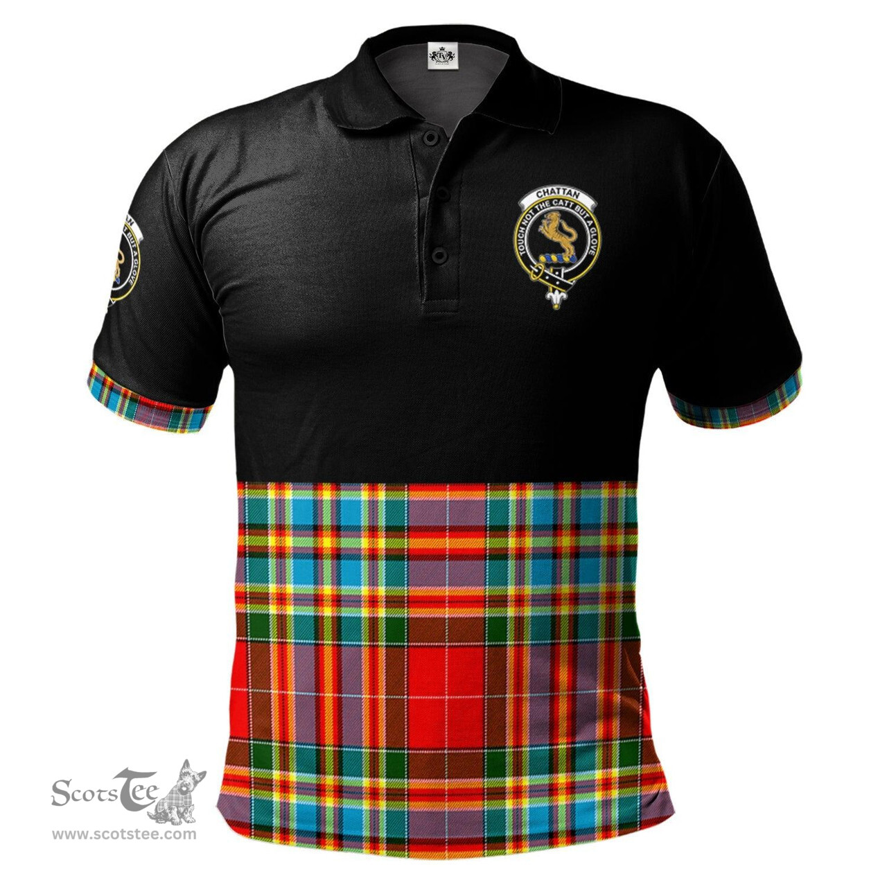 Scottish Chattan Clan Half Of Tartan Crest Tartan Polo Shirt Scottish Plaid Tartan Plaid - ScotsTee - scotstee.com