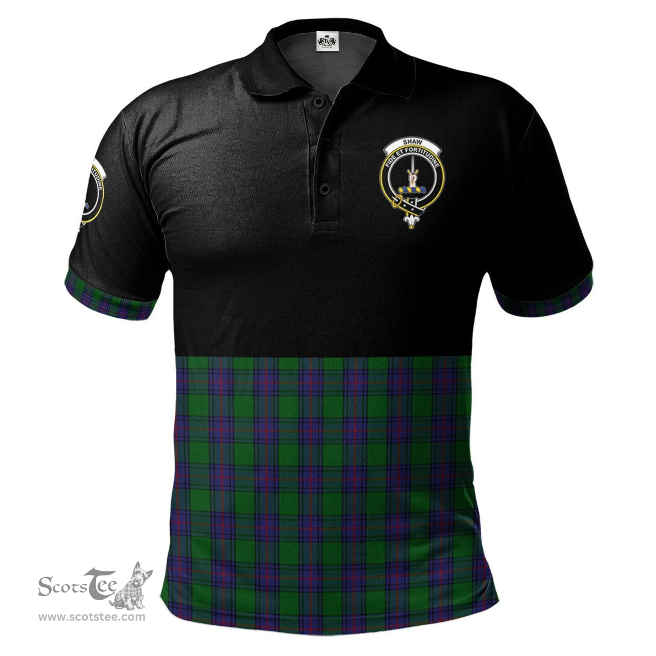 Scottish Shaw Clan Half Of Tartan Crest Tartan Polo Shirt Scottish Plaid Tartan Plaid - ScotsTee - scotstee.com