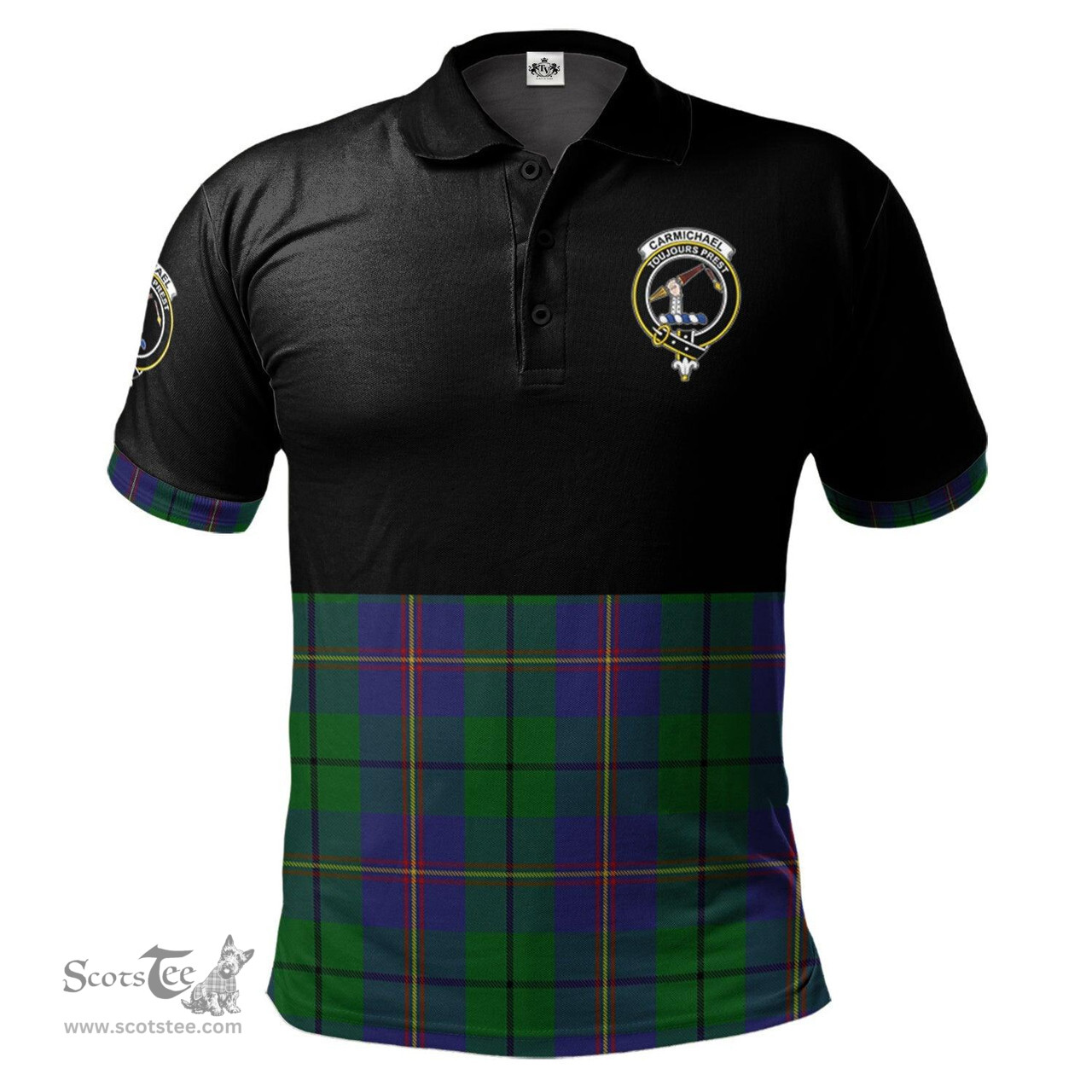 Scottish Carmichael Clan Half Of Tartan Crest Tartan Polo Shirt Scottish Plaid Tartan Plaid - ScotsTee - scotstee.com