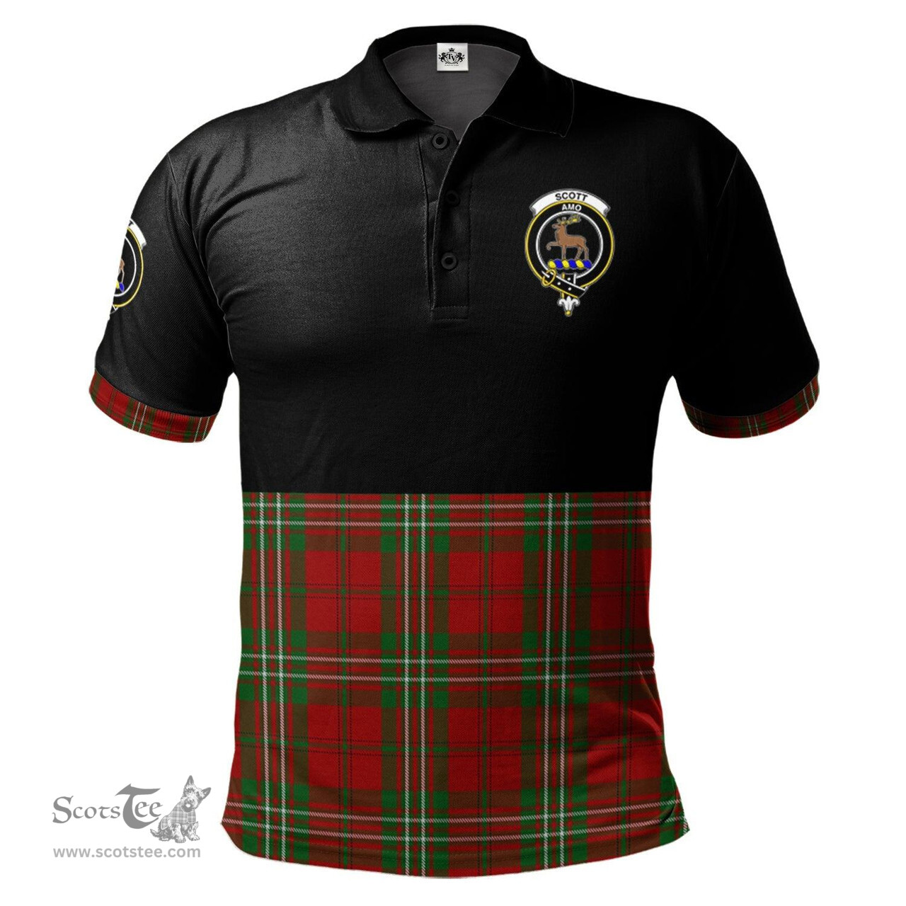 Scottish Scott Clan Half Of Tartan Crest Tartan Polo Shirt Scottish Plaid Tartan Plaid - ScotsTee - scotstee.com