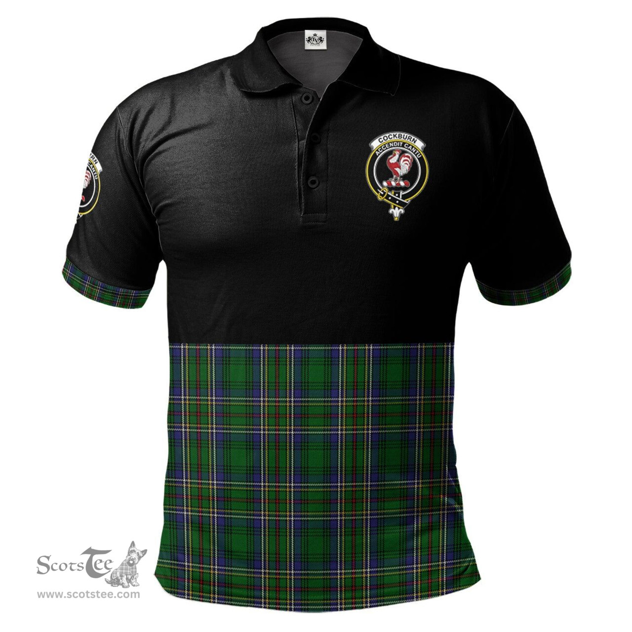 Scottish Cockburn Clan Half Of Tartan Crest Tartan Polo Shirt Scottish Plaid Tartan Plaid - ScotsTee - scotstee.com