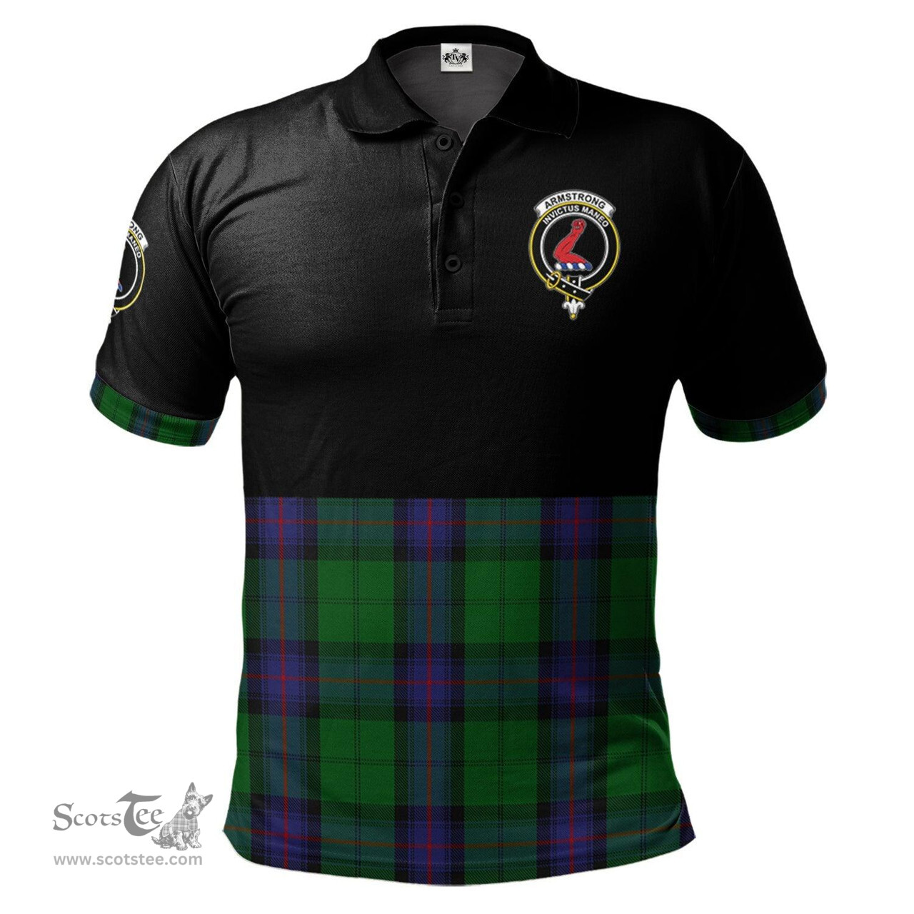 Scottish Armstrong Clan Half Of Tartan Crest Tartan Polo Shirt Scottish Plaid Tartan Plaid - ScotsTee - scotstee.com