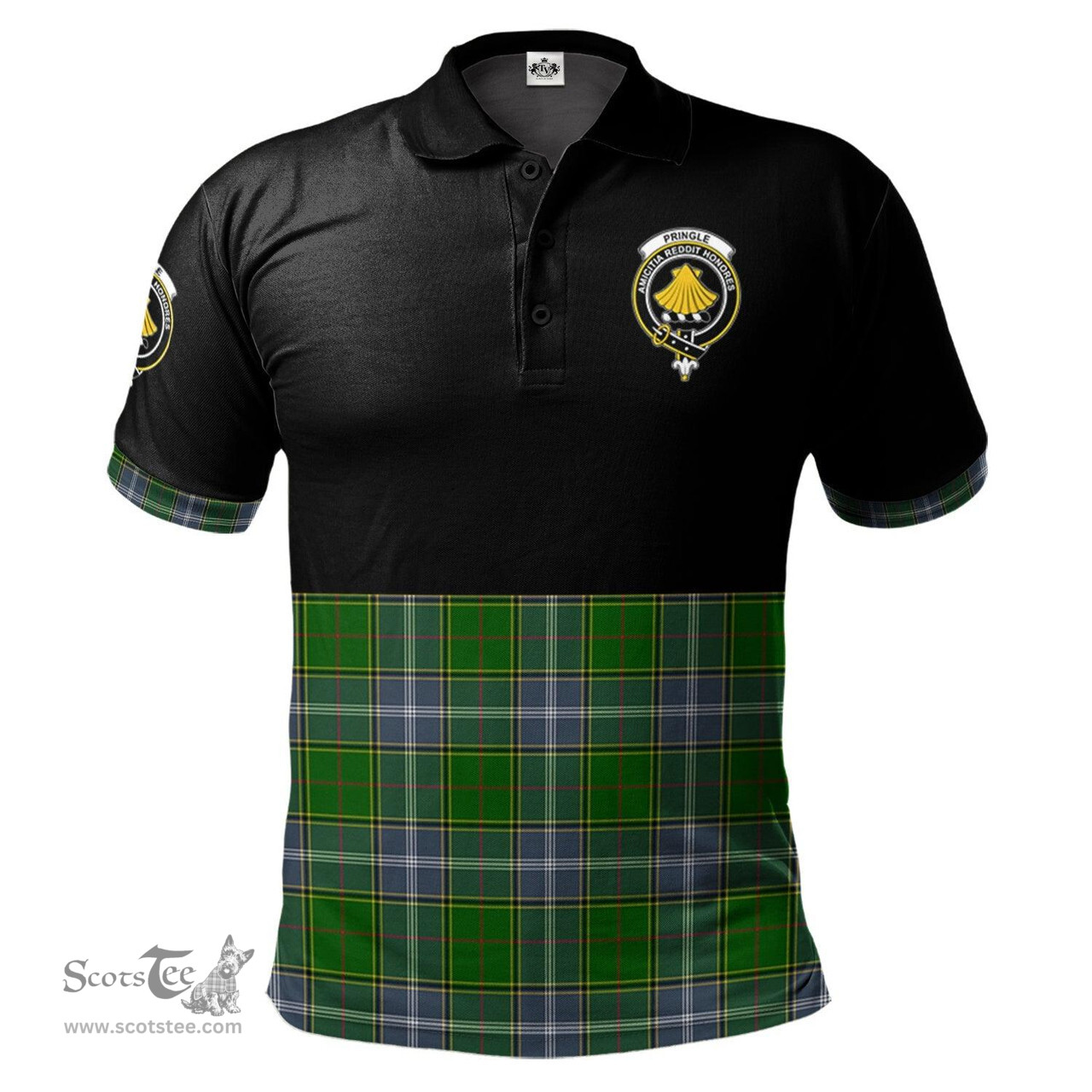 Scottish Pringle Clan Half Of Tartan Crest Tartan Polo Shirt Scottish Plaid Tartan Plaid - ScotsTee - scotstee.com