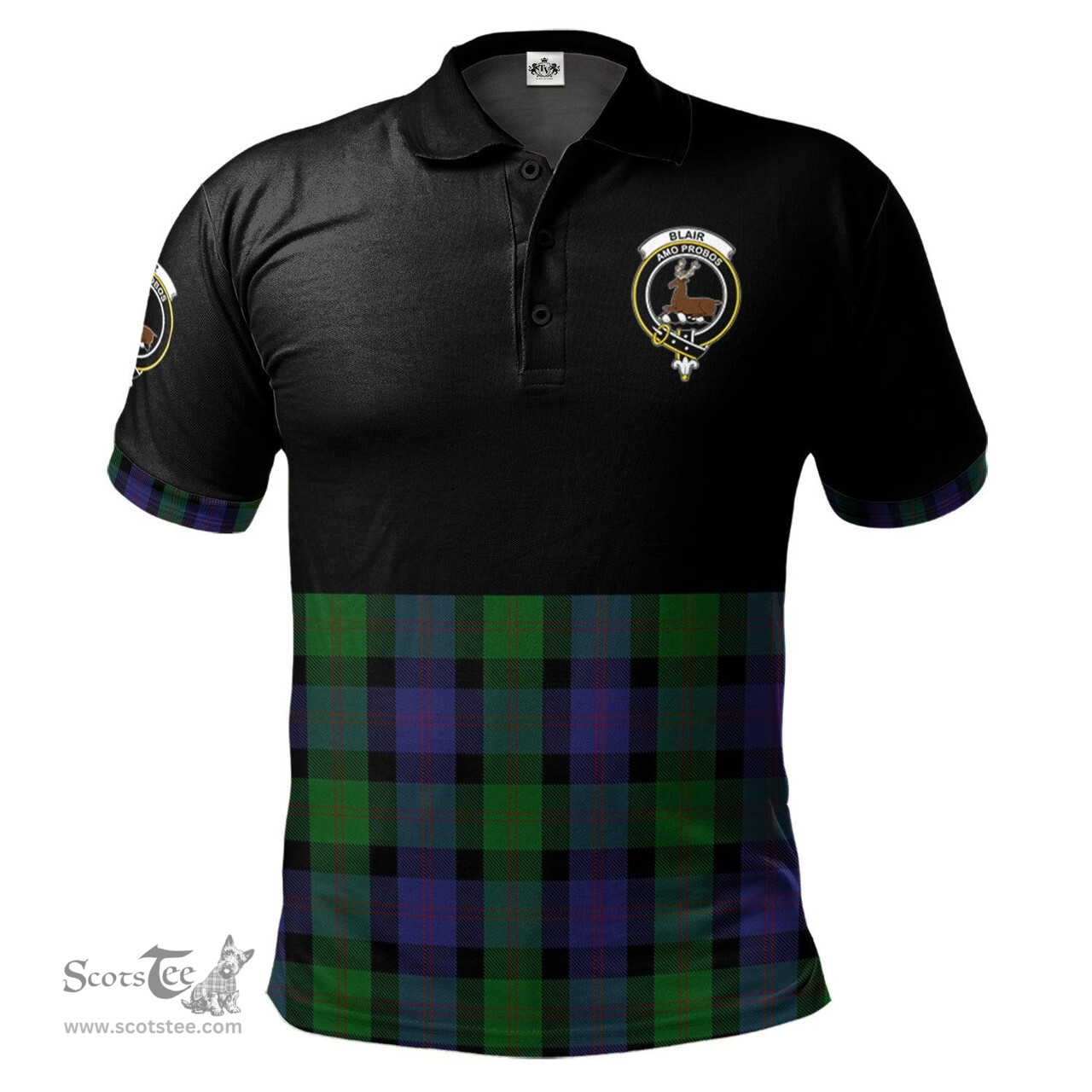 Scottish Blair Clan Half Of Tartan Crest Tartan Polo Shirt Scottish Plaid Tartan Plaid - ScotsTee - scotstee.com