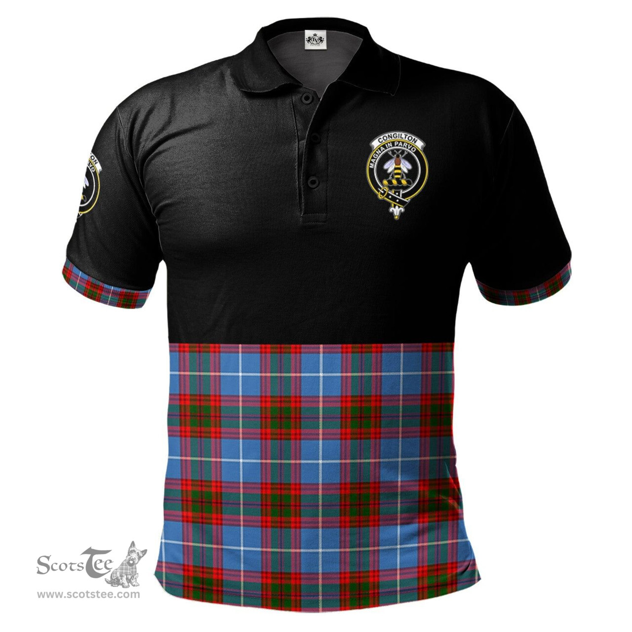 Scottish Congilton Clan Half Of Tartan Crest Tartan Polo Shirt Scottish Plaid Tartan Plaid - ScotsTee - scotstee.com