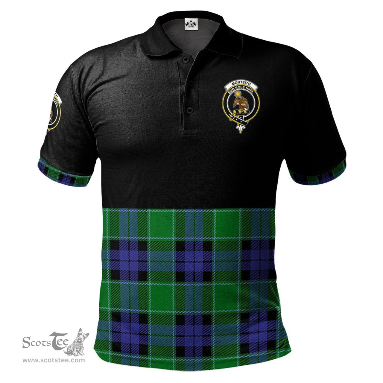 Scottish Monteith Clan Half Of Tartan Crest Tartan Polo Shirt Scottish Plaid Tartan Plaid - ScotsTee - scotstee.com