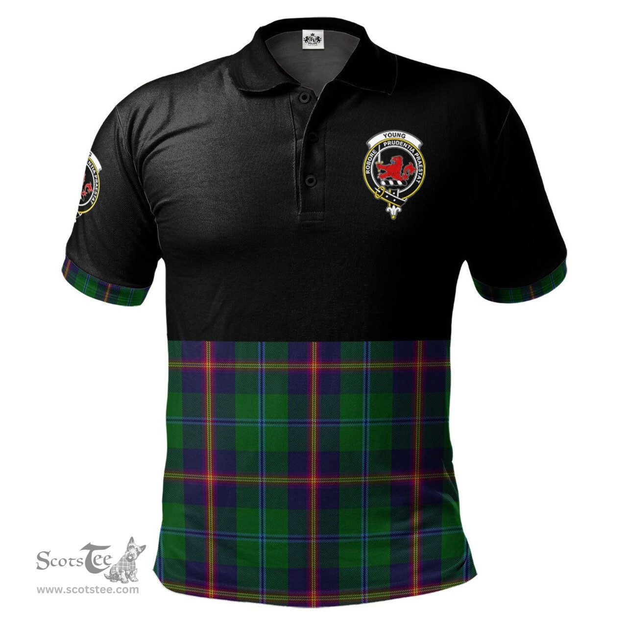Scottish Young Clan Half Of Tartan Crest Tartan Polo Shirt Scottish Plaid Tartan Plaid - ScotsTee - scotstee.com