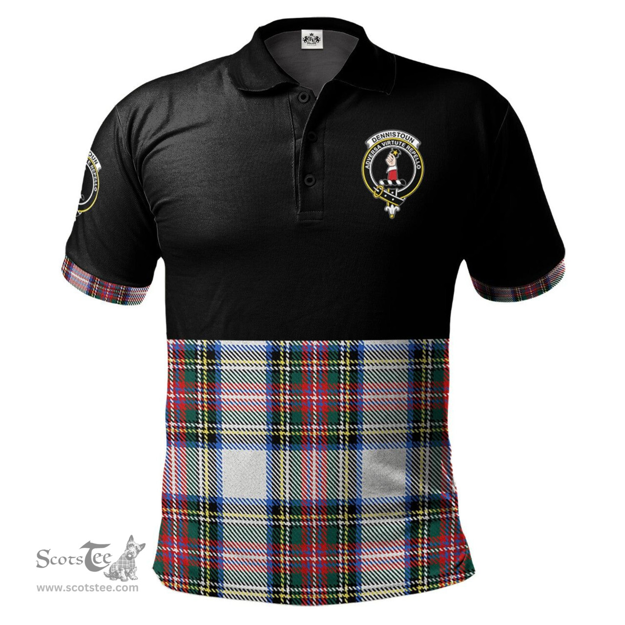 Scottish Dennistoun Clan Half Of Tartan Crest Tartan Polo Shirt Scottish Plaid Tartan Plaid - ScotsTee - scotstee.com