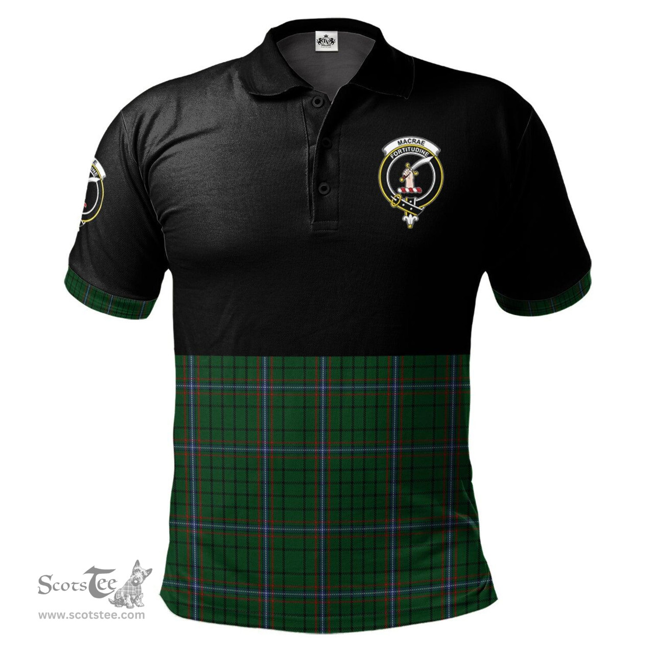 Scottish MacRae Clan Half Of Tartan Crest Tartan Polo Shirt Scottish Plaid Tartan Plaid - ScotsTee - scotstee.com