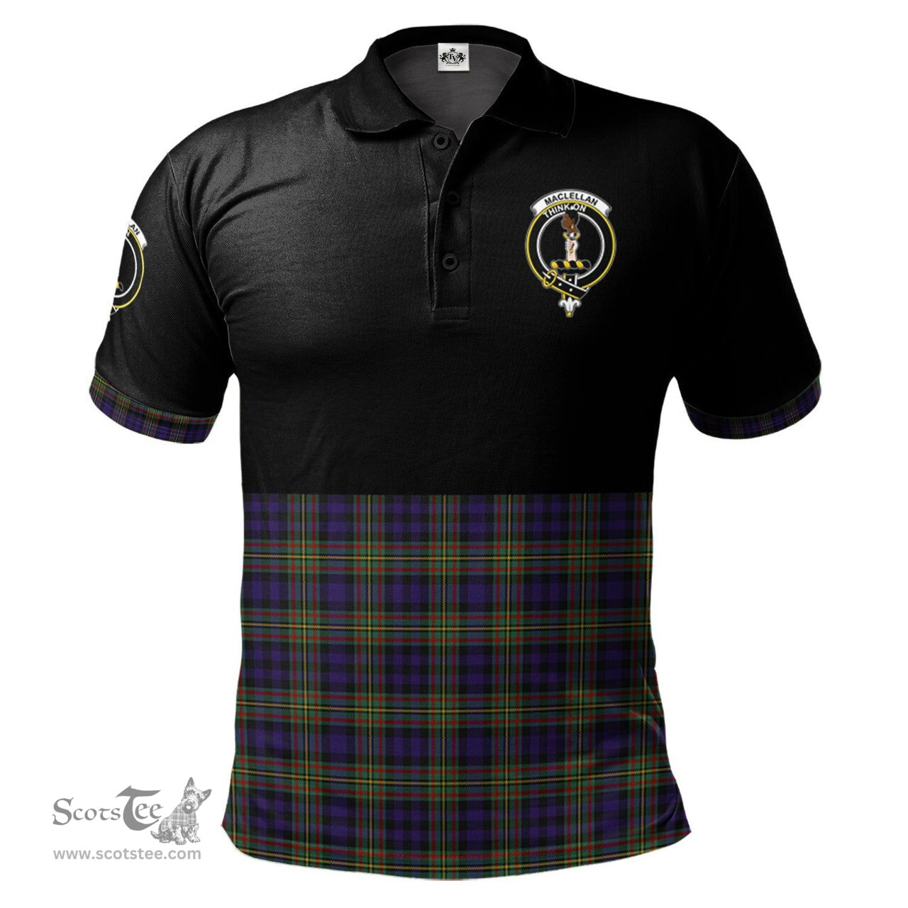 Scottish MacLellan Clan Half Of Tartan Crest Tartan Polo Shirt Scottish Plaid Tartan Plaid - ScotsTee - scotstee.com