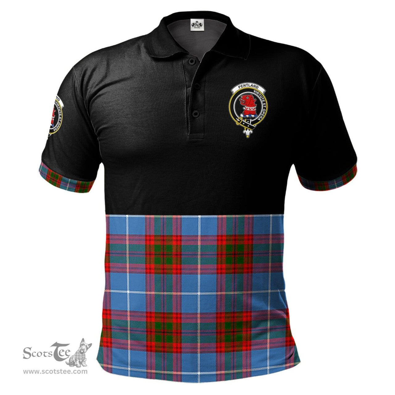 Scottish Pentland Clan Half Of Tartan Crest Tartan Polo Shirt Scottish Plaid Tartan Plaid - ScotsTee - scotstee.com