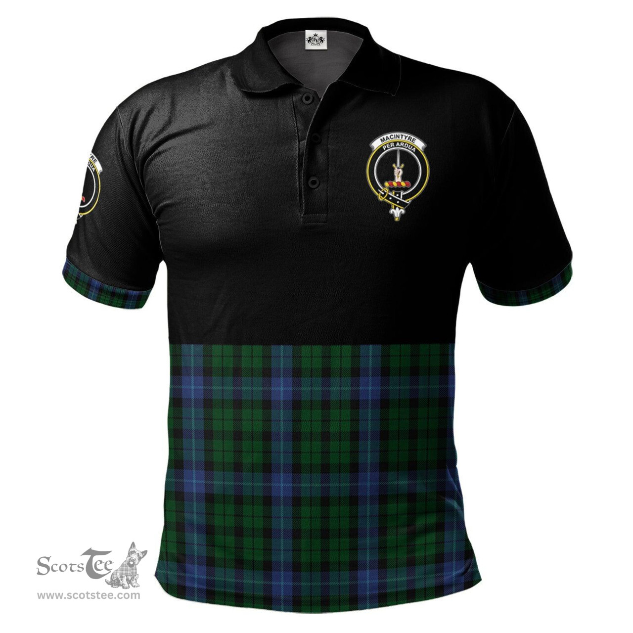 Scottish MacIntyre Clan Half Of Tartan Crest Tartan Polo Shirt Scottish Plaid Tartan Plaid - ScotsTee - scotstee.com