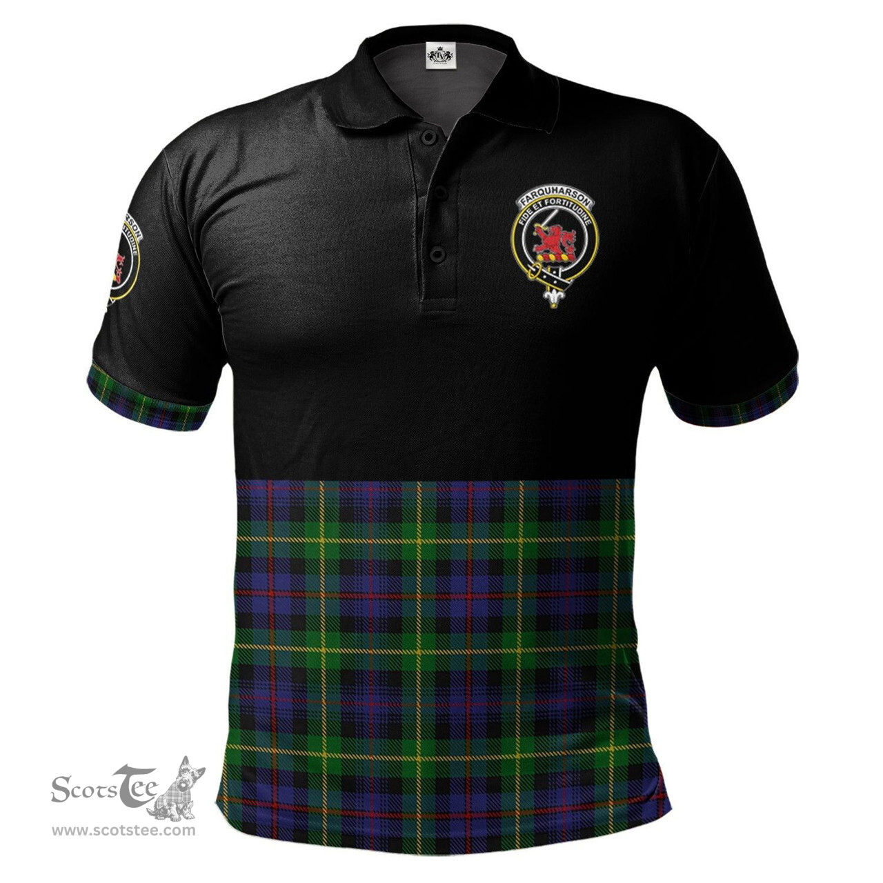 Scottish Farquharson Clan Half Of Tartan Crest Tartan Polo Shirt Scottish Plaid Tartan Plaid - ScotsTee - scotstee.com