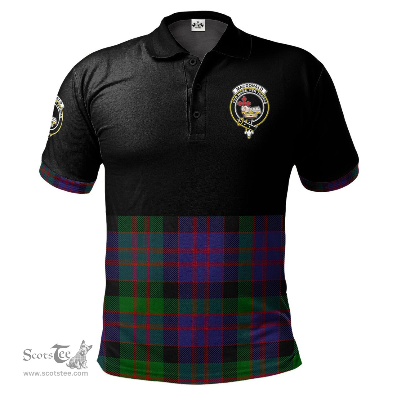 Scottish MacDonald Clan Half Of Tartan Crest Tartan Polo Shirt Scottish Plaid Tartan Plaid - ScotsTee - scotstee.com