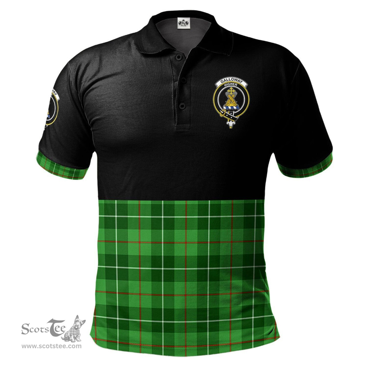 Scottish Galloway Clan Half Of Tartan Crest Tartan Polo Shirt Scottish Plaid Tartan Plaid - ScotsTee - scotstee.com