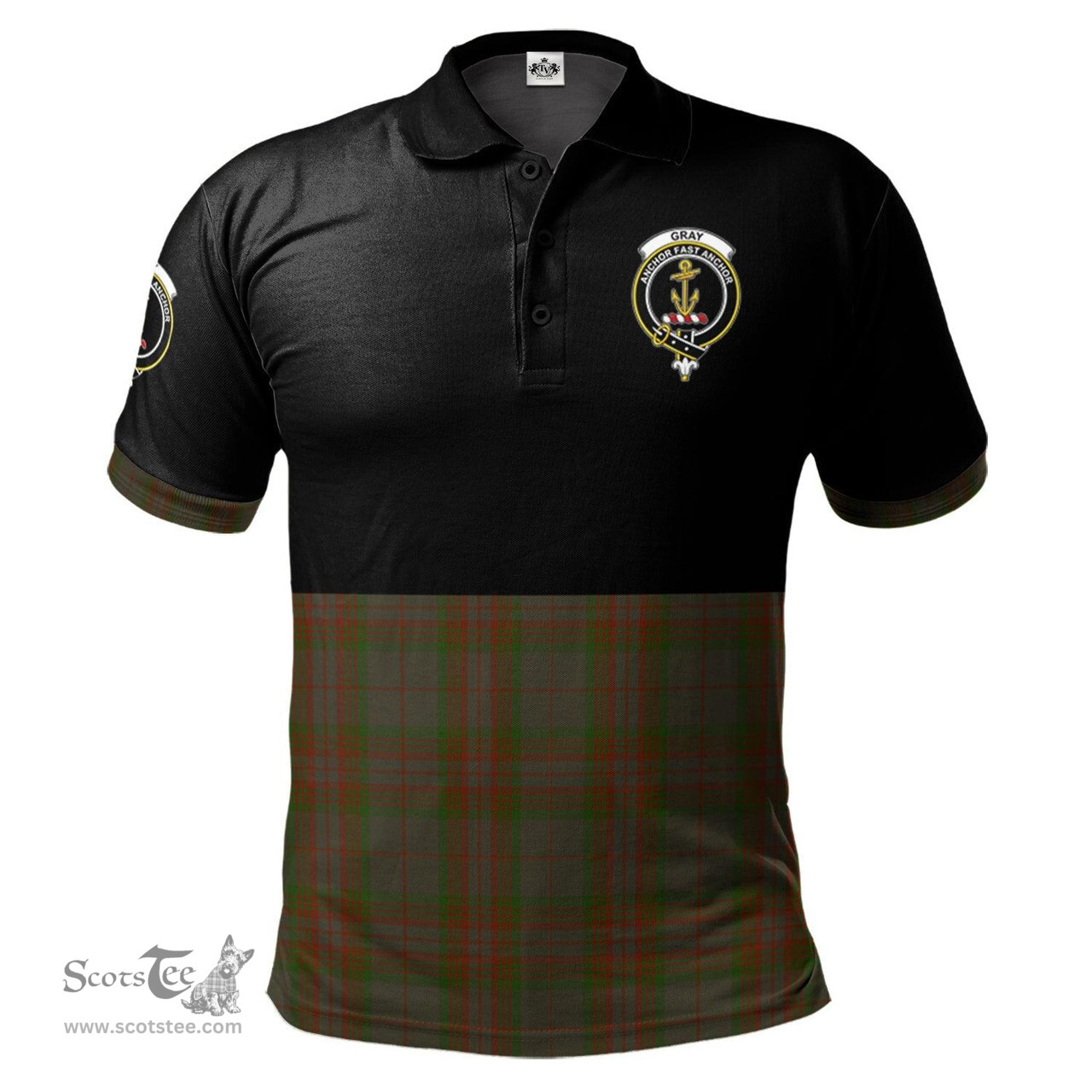 Scottish Gray Clan Half Of Tartan Crest Tartan Polo Shirt Scottish Plaid Tartan Plaid - ScotsTee - scotstee.com