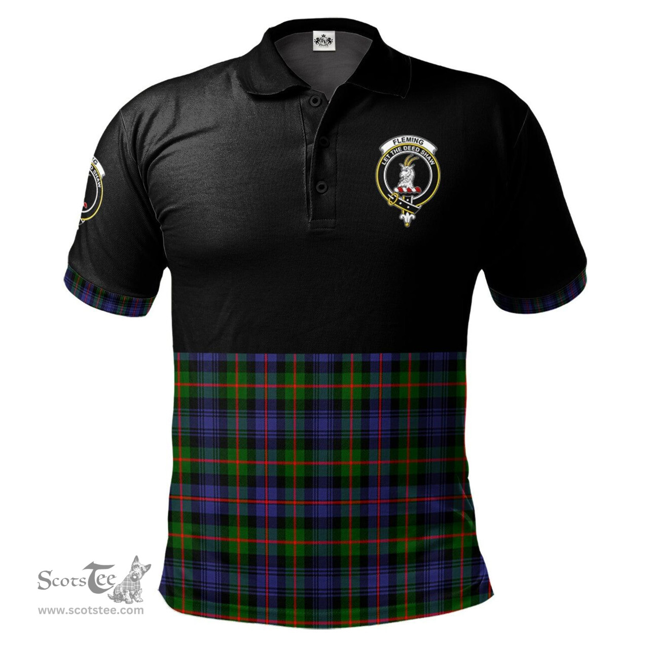 Scottish Fleming Clan Half Of Tartan Crest Tartan Polo Shirt Scottish Plaid Tartan Plaid - ScotsTee - scotstee.com