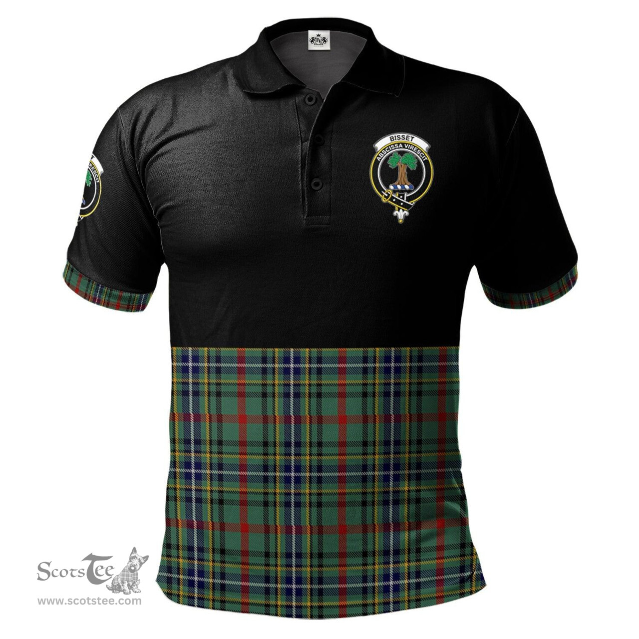 Scottish Bisset Clan Half Of Tartan Crest Tartan Polo Shirt Scottish Plaid Tartan Plaid - ScotsTee - scotstee.com