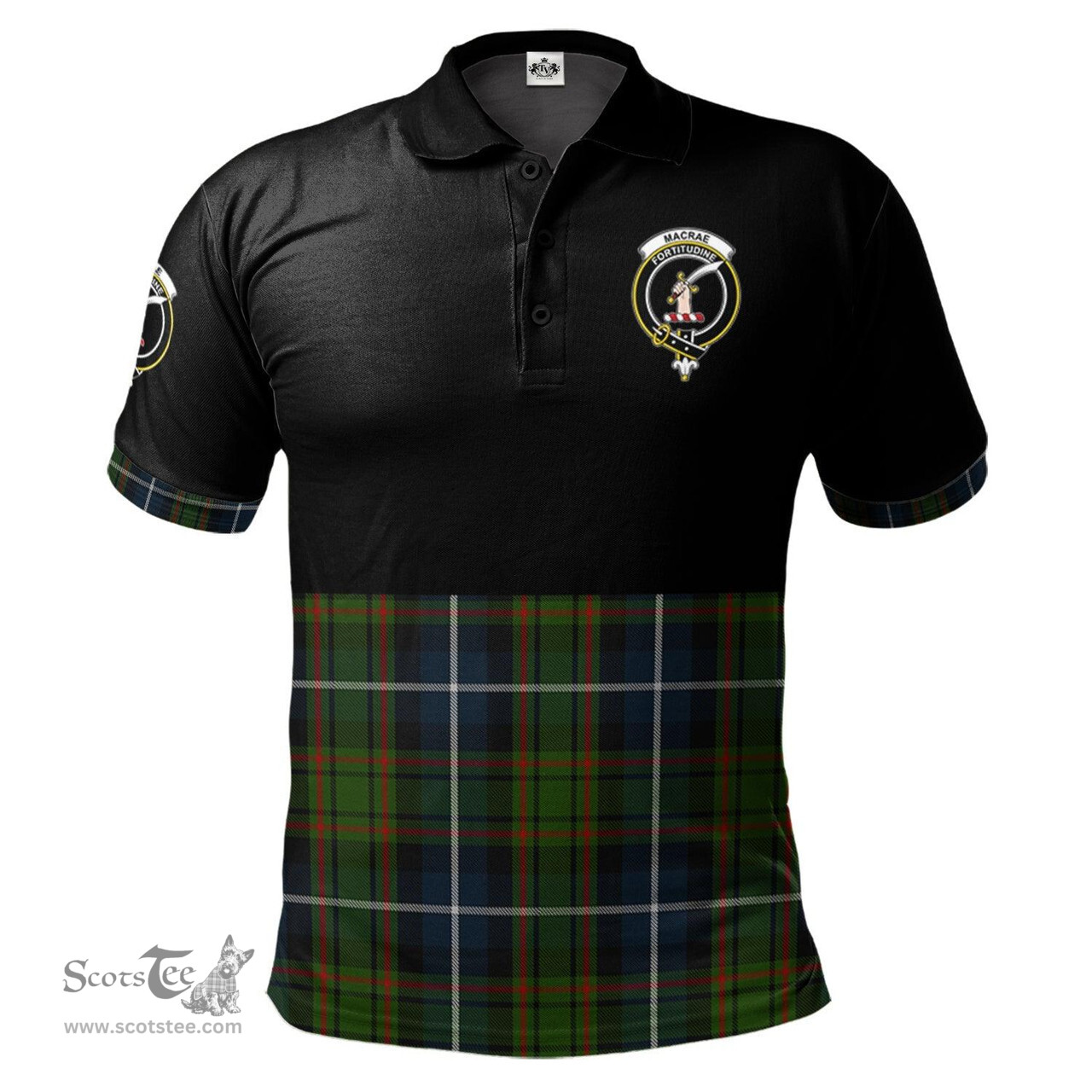 Scottish MacRae Hunting Clan Half Of Tartan Crest Tartan Polo Shirt Scottish Plaid Tartan Plaid - ScotsTee - scotstee.com
