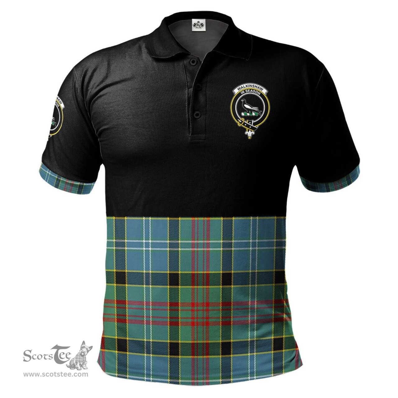 Scottish Walkinshaw Clan Half Of Tartan Crest Tartan Polo Shirt Scottish Plaid Tartan Plaid - ScotsTee - scotstee.com