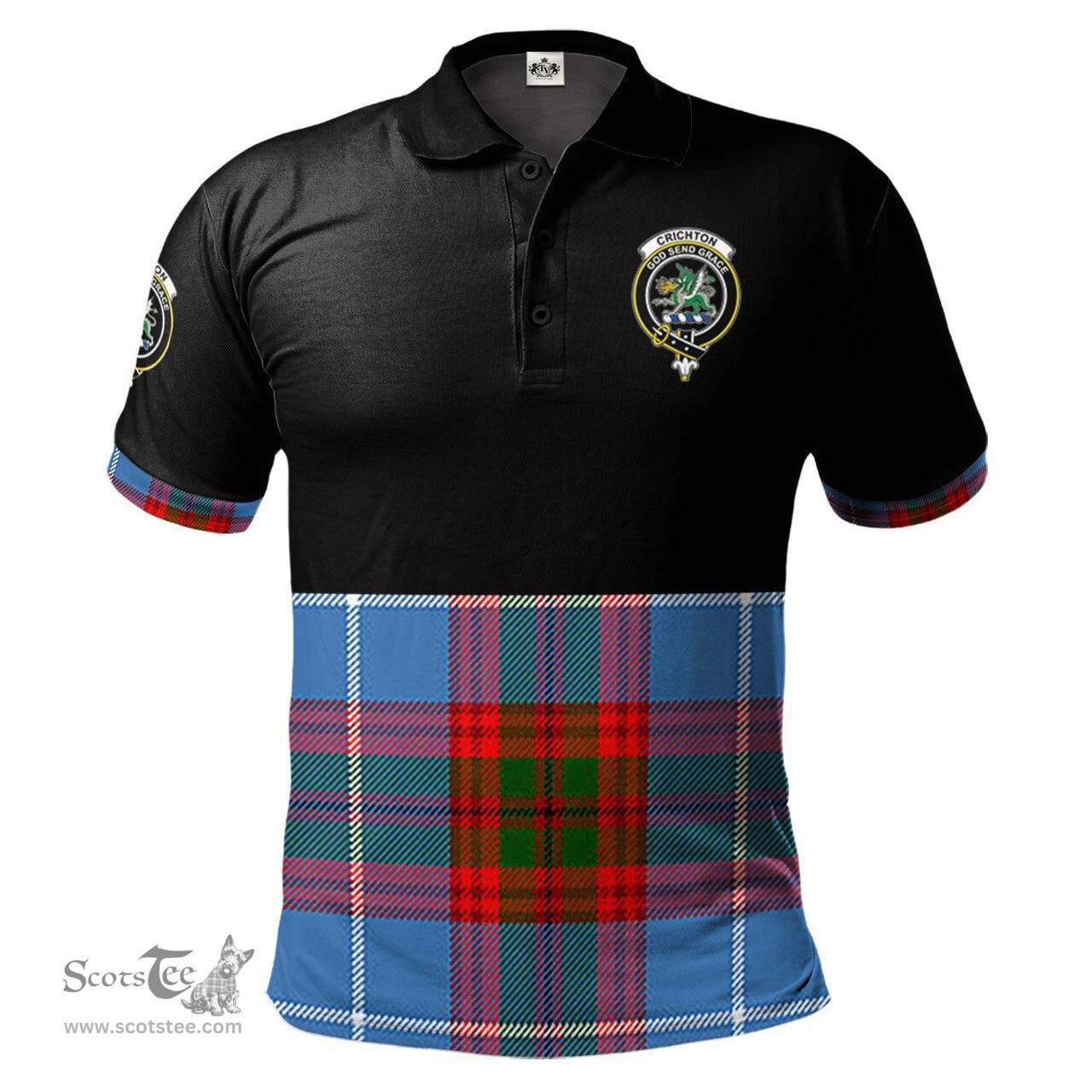 Scottish Crichton Clan Half Of Tartan Crest Tartan Polo Shirt Scottish Plaid Tartan Plaid - ScotsTee - scotstee.com