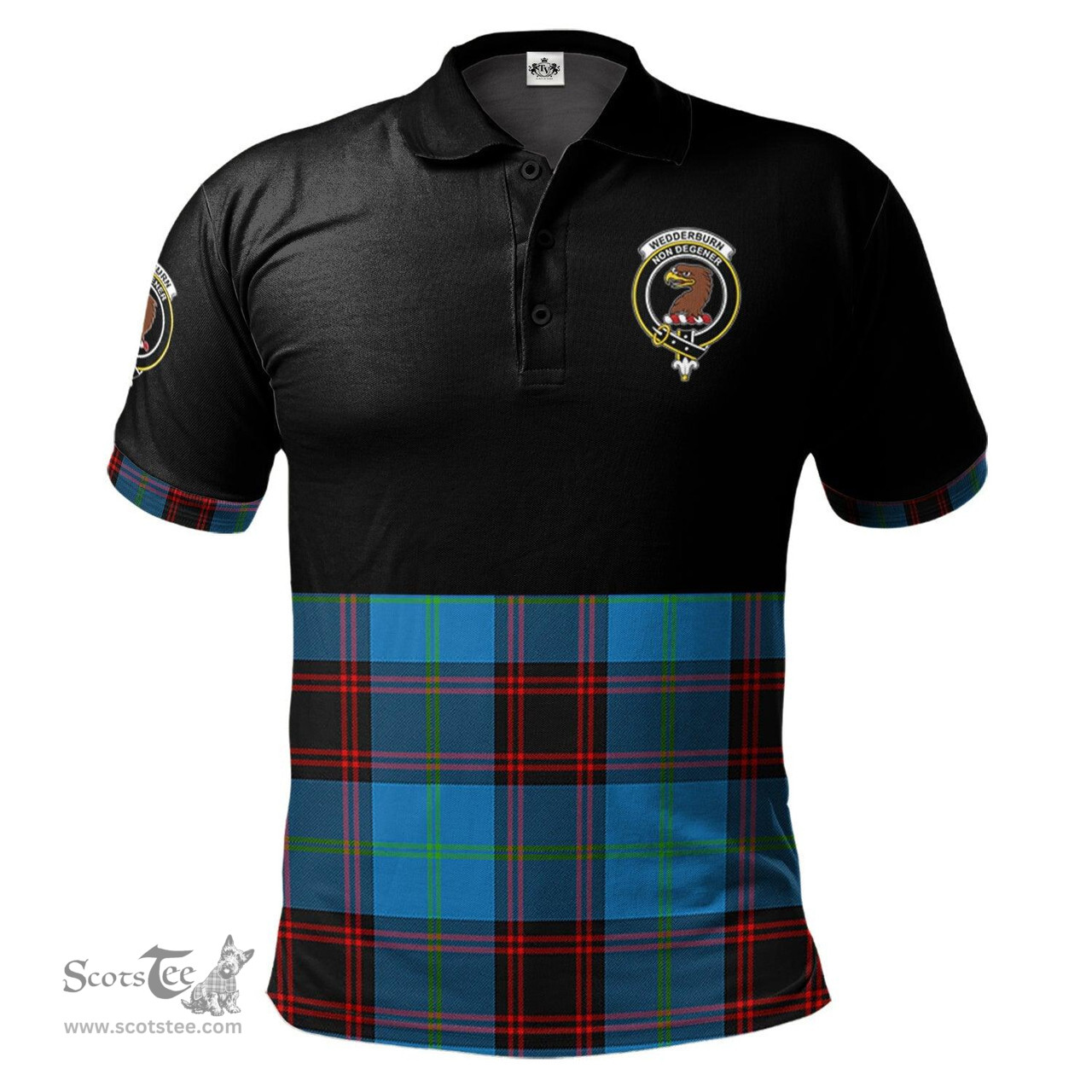 Scottish Wedderburn Clan Half Of Tartan Crest Tartan Polo Shirt Scottish Plaid Tartan Plaid - ScotsTee - scotstee.com