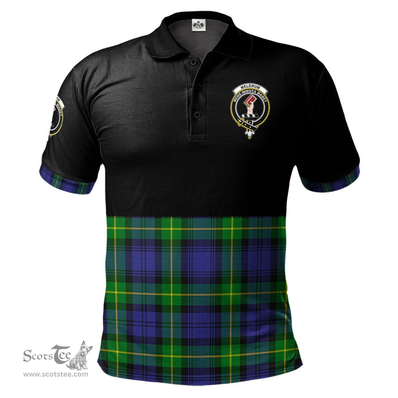 Scottish Meldrum Clan Half Of Tartan Crest Tartan Polo Shirt Scottish Plaid Tartan Plaid - ScotsTee - scotstee.com