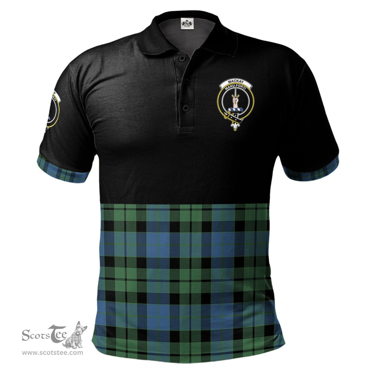 Scottish MacKay Ancient Clan Half Of Tartan Crest Tartan Polo Shirt Scottish Plaid Tartan Plaid - ScotsTee - scotstee.com