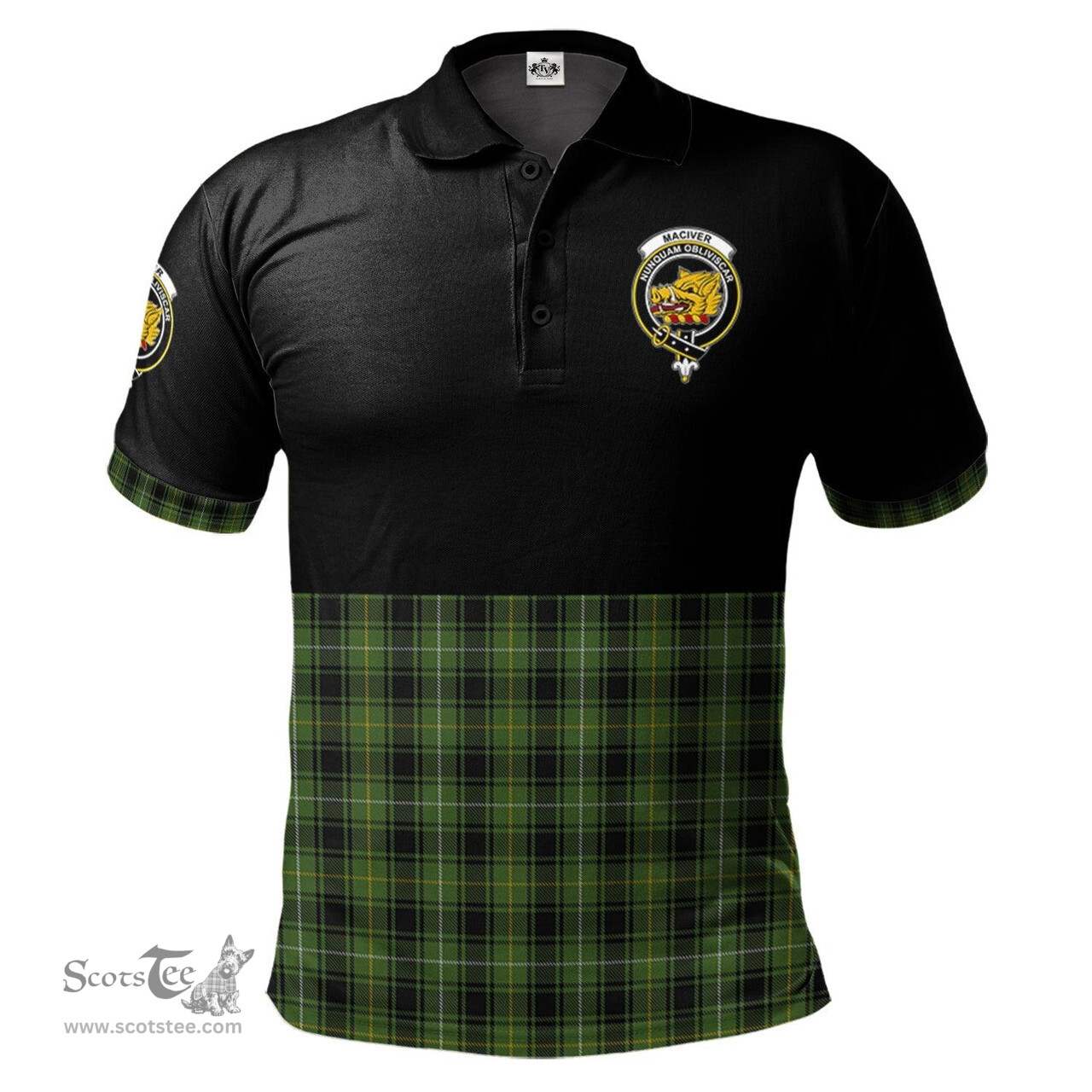 Scottish MacIver Hunting Clan Half Of Tartan Crest Tartan Polo Shirt Scottish Plaid Tartan Plaid - ScotsTee - scotstee.com