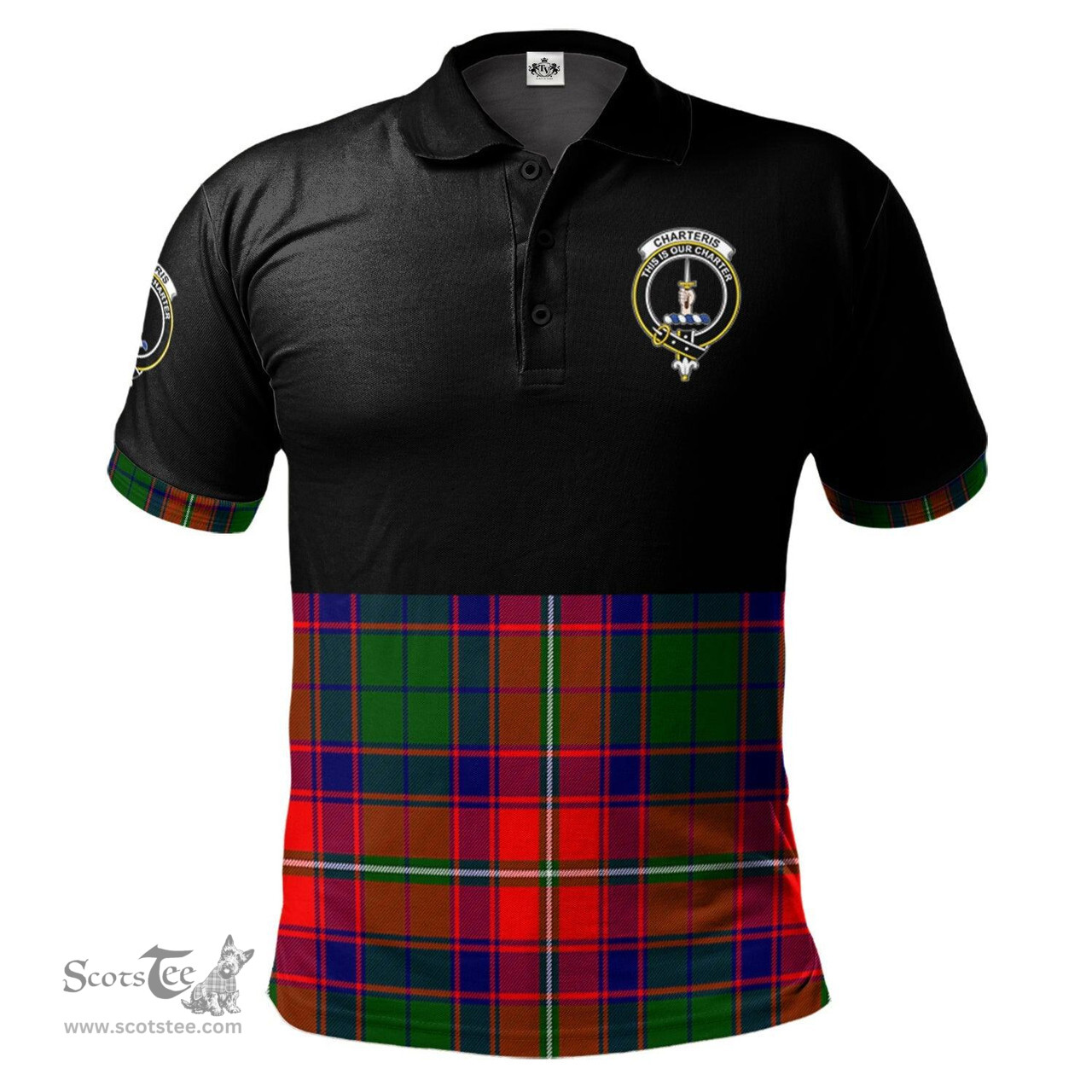 Scottish Charteris Clan Half Of Tartan Crest Tartan Polo Shirt Scottish Plaid Tartan Plaid - ScotsTee - scotstee.com