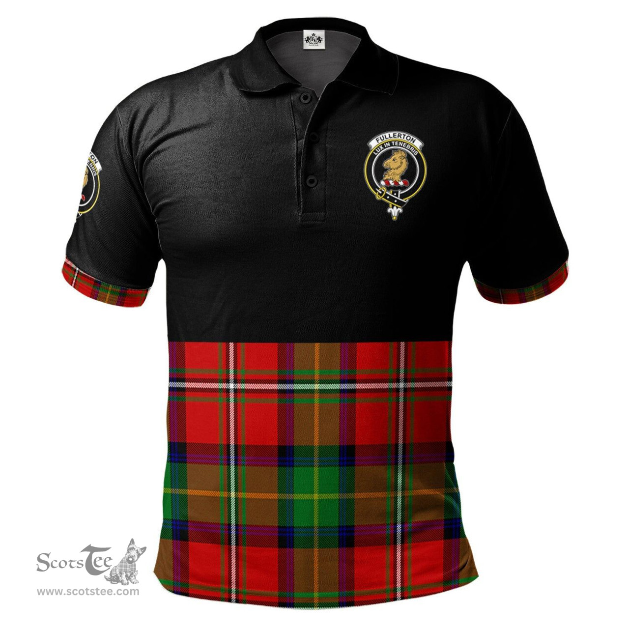 Scottish Fullerton Clan Half Of Tartan Crest Tartan Polo Shirt Scottish Plaid Tartan Plaid - ScotsTee - scotstee.com