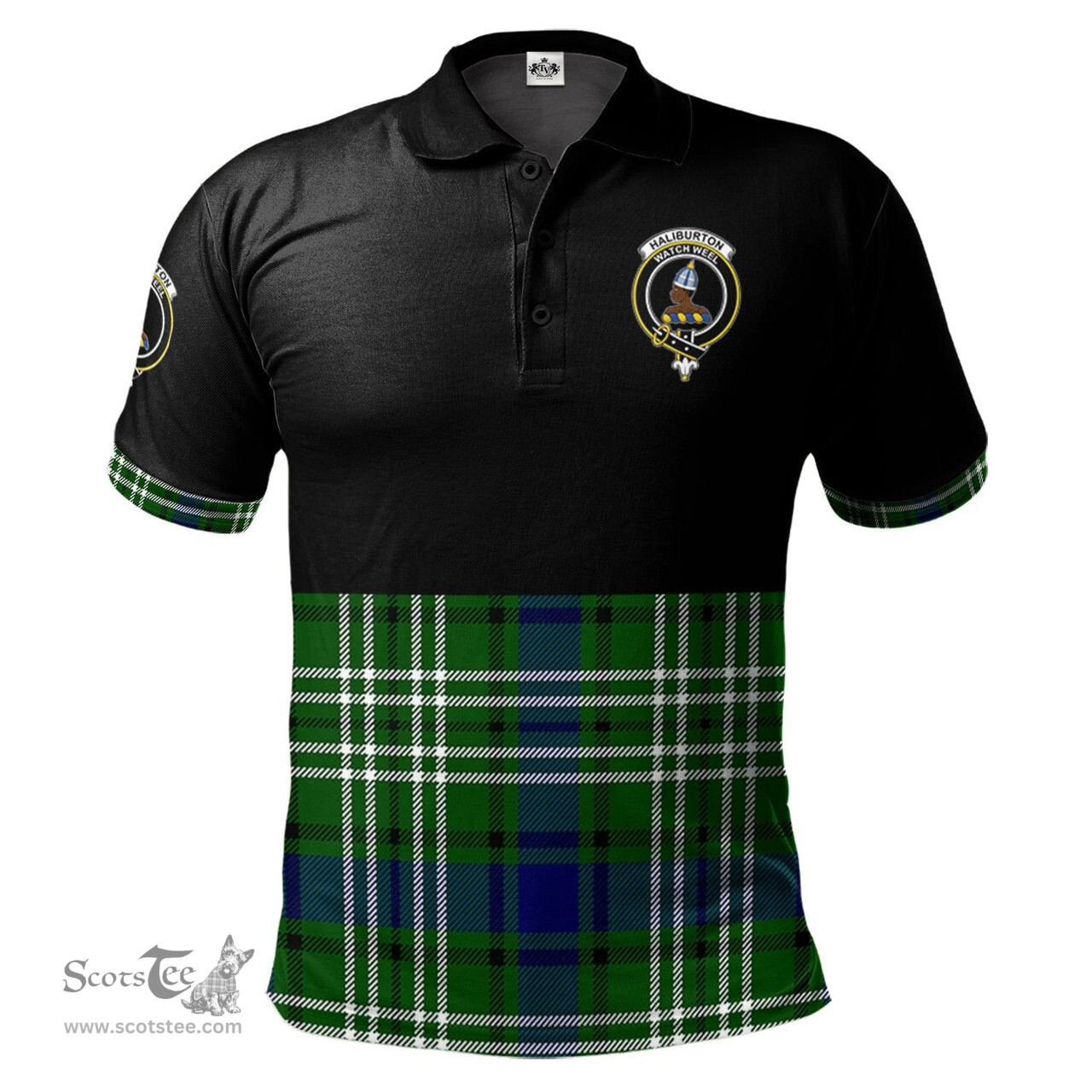 Scottish Haliburton Clan Half Of Tartan Crest Tartan Polo Shirt Scottish Plaid Tartan Plaid - ScotsTee - scotstee.com