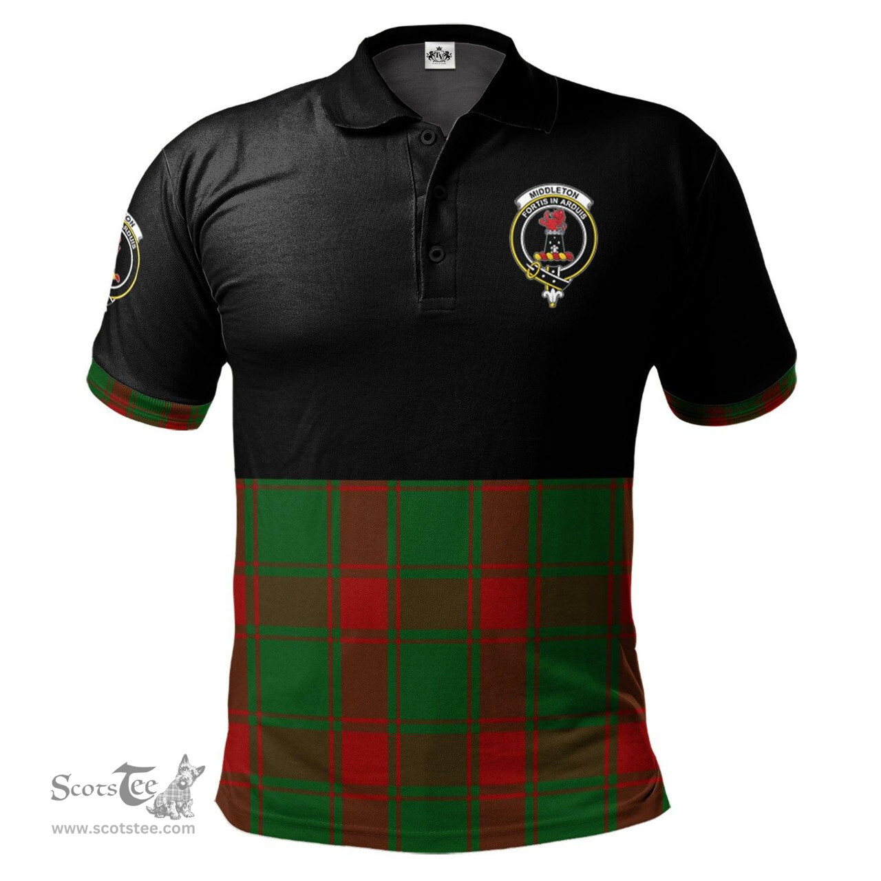Scottish Middleton Clan Half Of Tartan Crest Tartan Polo Shirt Scottish Plaid Tartan Plaid - ScotsTee - scotstee.com