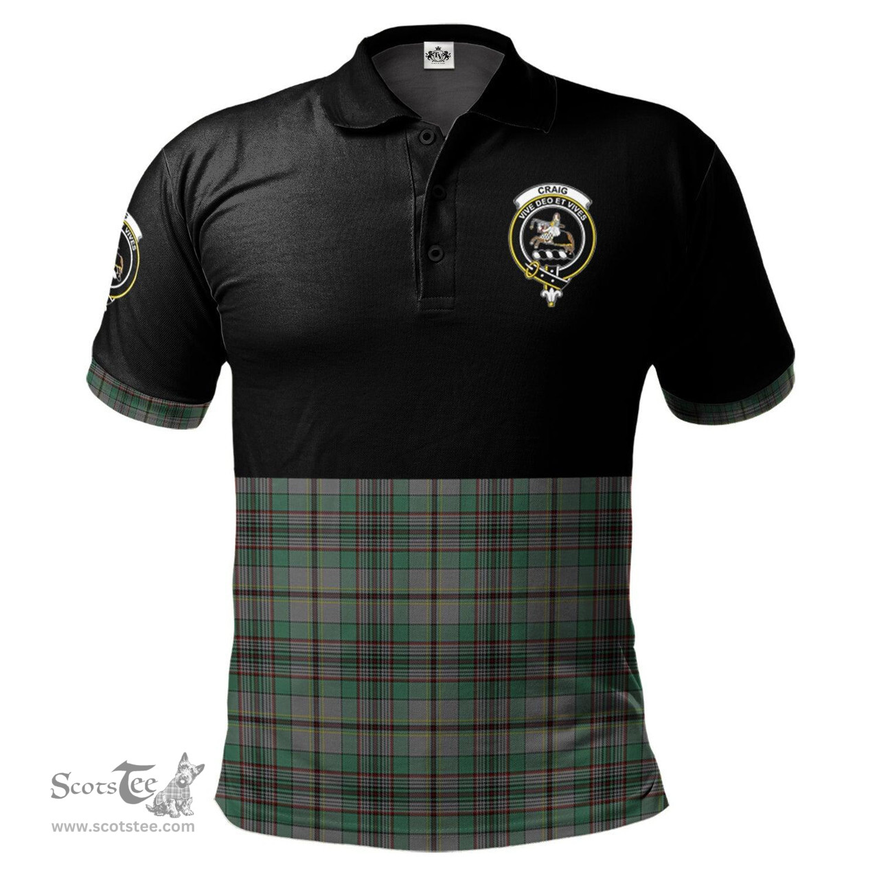 Scottish Craig Clan Half Of Tartan Crest Tartan Polo Shirt Scottish Plaid Tartan Plaid - ScotsTee - scotstee.com