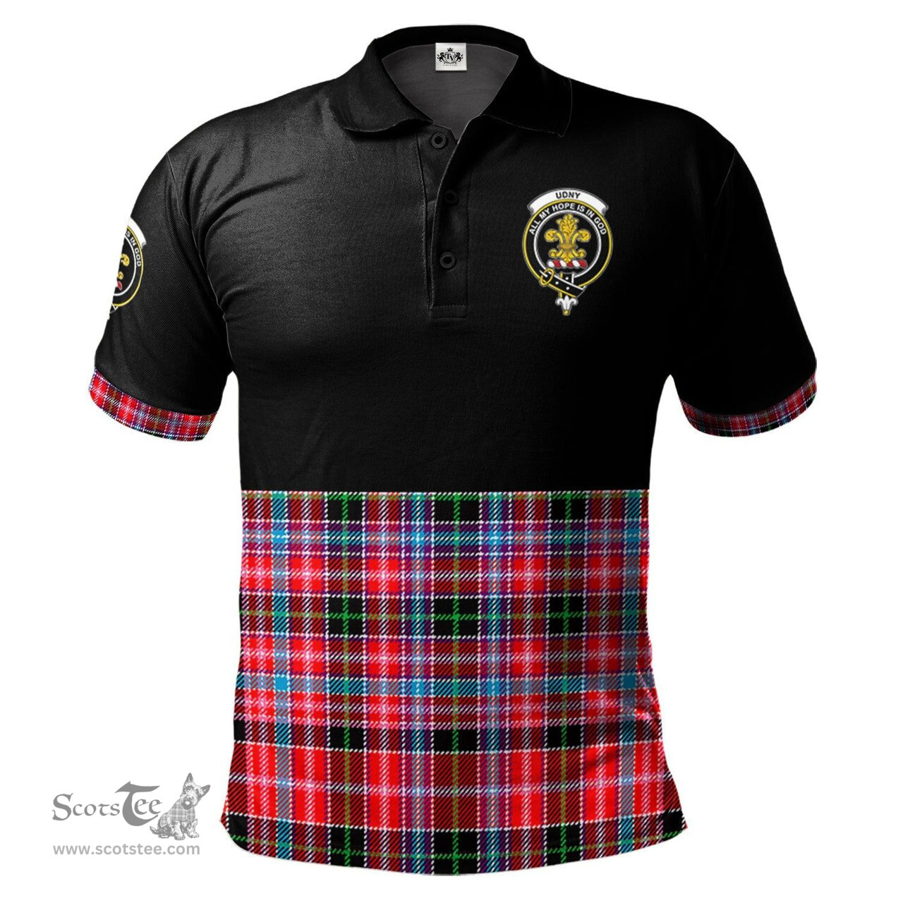 Scottish Udny Clan Half Of Tartan Crest Tartan Polo Shirt Scottish Plaid Tartan Plaid - ScotsTee - scotstee.com