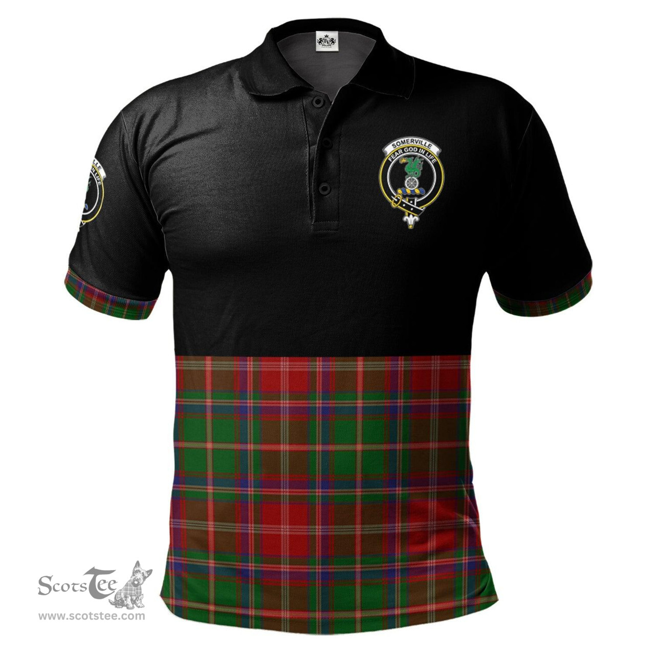 Scottish Somerville Clan Half Of Tartan Crest Tartan Polo Shirt Scottish Plaid Tartan Plaid - ScotsTee - scotstee.com