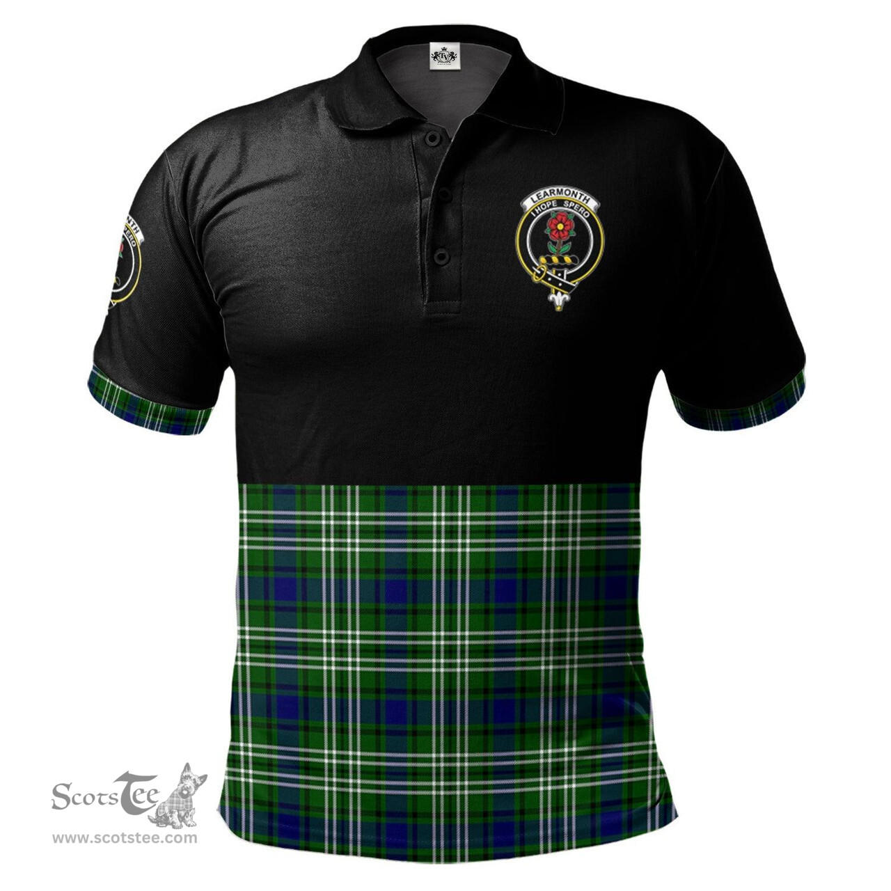 Scottish Learmonth Clan Half Of Tartan Crest Tartan Polo Shirt Scottish Plaid Tartan Plaid - ScotsTee - scotstee.com