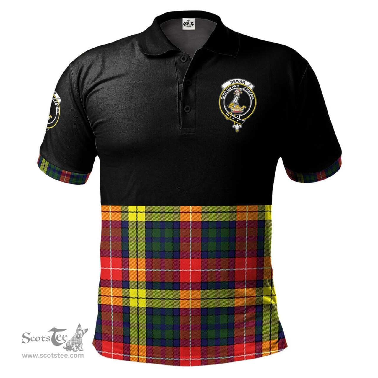 Scottish Dewar Clan Half Of Tartan Crest Tartan Polo Shirt Scottish Plaid Tartan Plaid - ScotsTee - scotstee.com