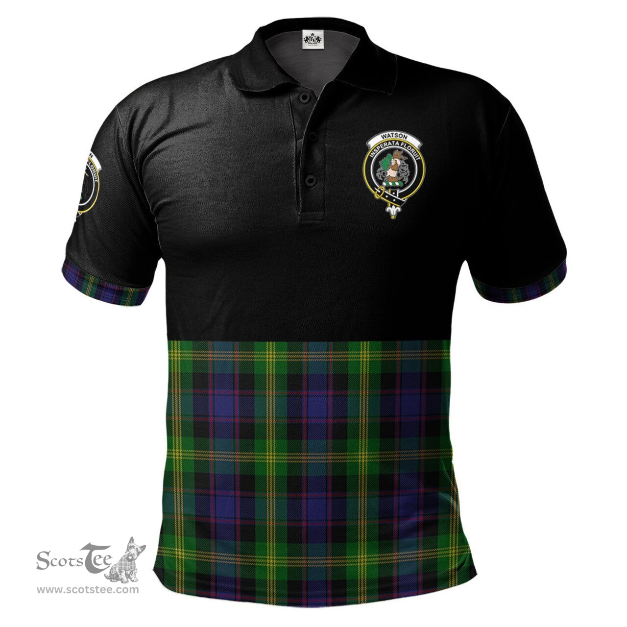 Scottish Watson Clan Half Of Tartan Crest Tartan Polo Shirt Scottish Plaid Tartan Plaid - ScotsTee - scotstee.com