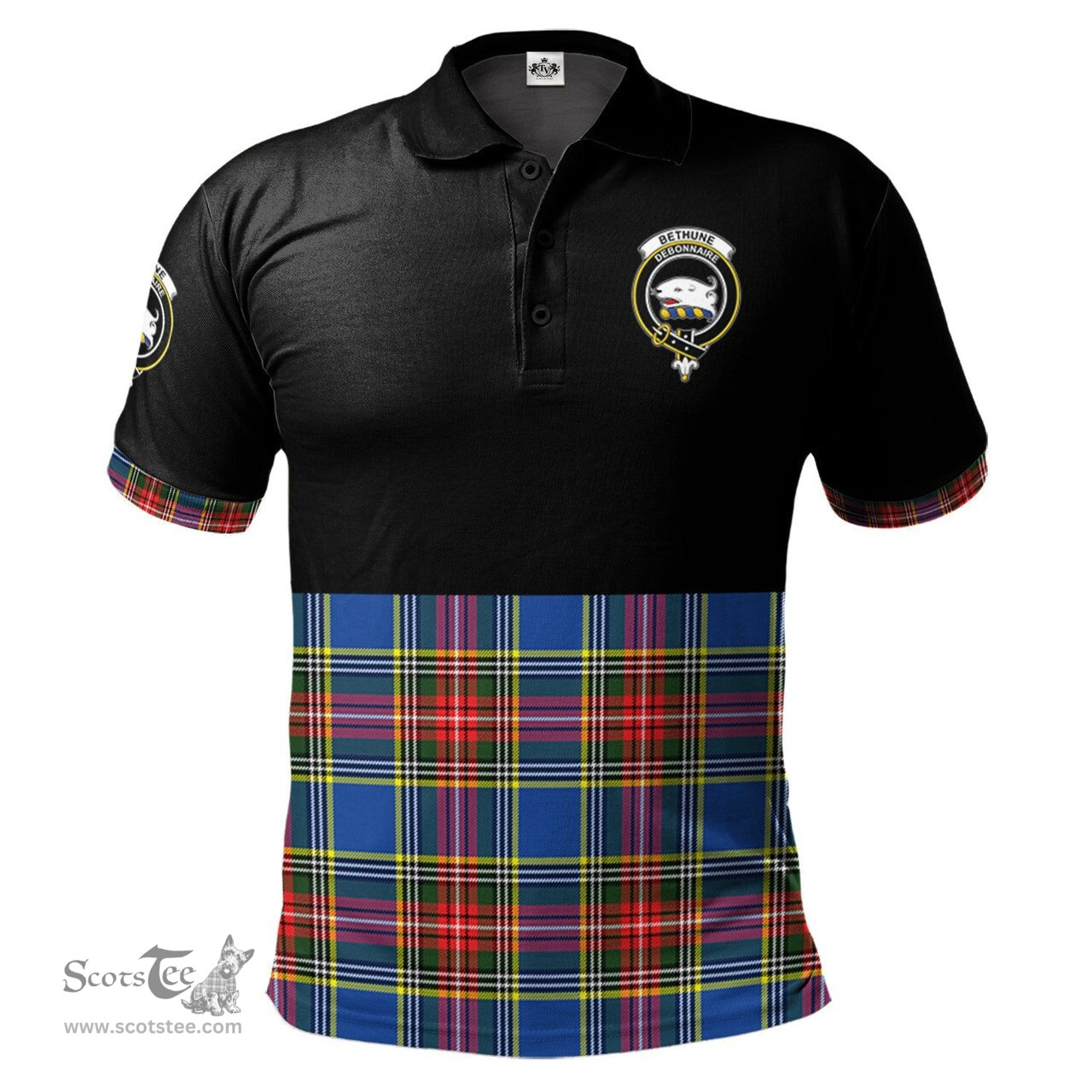 Scottish Bethune Clan Half Of Tartan Crest Tartan Polo Shirt Scottish Plaid Tartan Plaid - ScotsTee - scotstee.com
