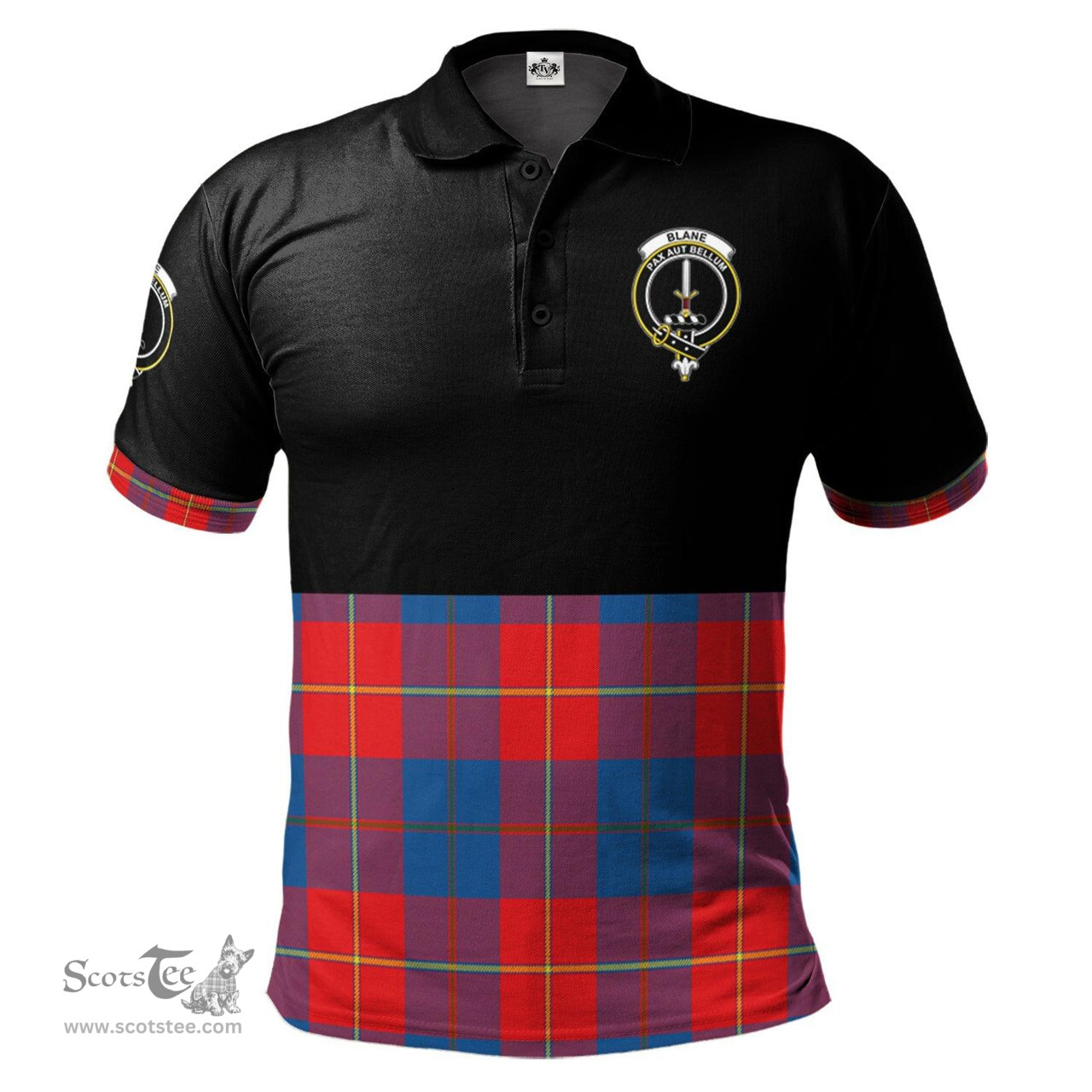 Scottish Blane Clan Half Of Tartan Crest Tartan Polo Shirt Scottish Plaid Tartan Plaid - ScotsTee - scotstee.com